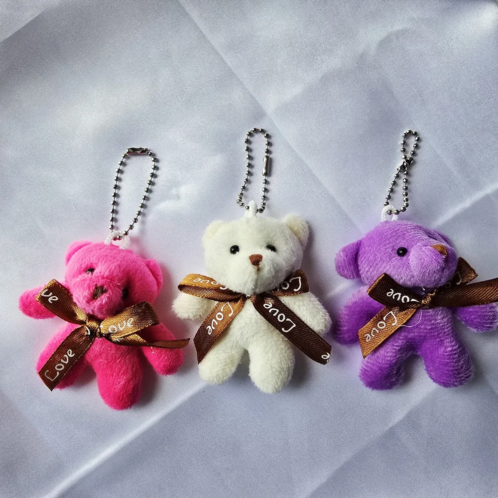 3‎ Pcs. Plush Bear Keychain - Pink, White, Purple